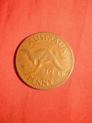 Moneda 1 Pence 1941 George VI Australia , bronz , cal.FF Buna foto