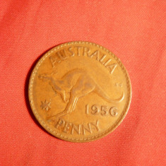 Moneda 1 Pence 1956 Elisabeth II -Australia , bronz , cal.FF Buna