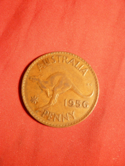 Moneda 1 Pence 1956 Elisabeth II -Australia , bronz , cal.FF Buna