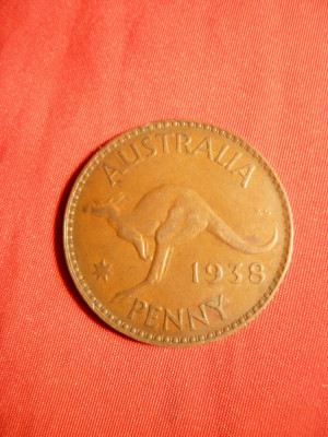 Moneda 1 Pence 1938 George VI Australia , bronz , cal.FF Buna foto