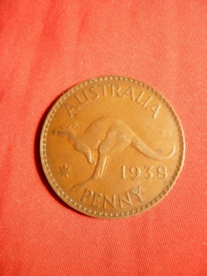 Moneda 1 Pence 1938 George VI Australia , bronz , cal.FF Buna foto