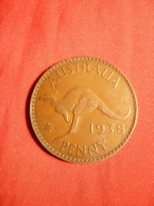 Moneda 1 Pence 1938 George VI Australia , bronz , cal.FF Buna