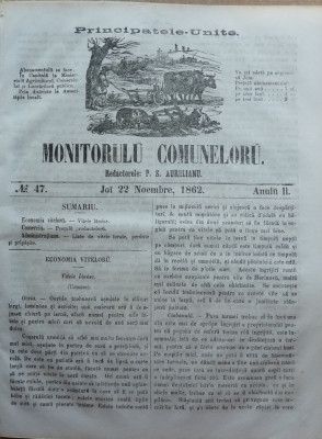 Principatele Unite , Monitorul comunelor , nr . 47 , Joi 22 Noiembrie , 1862 foto