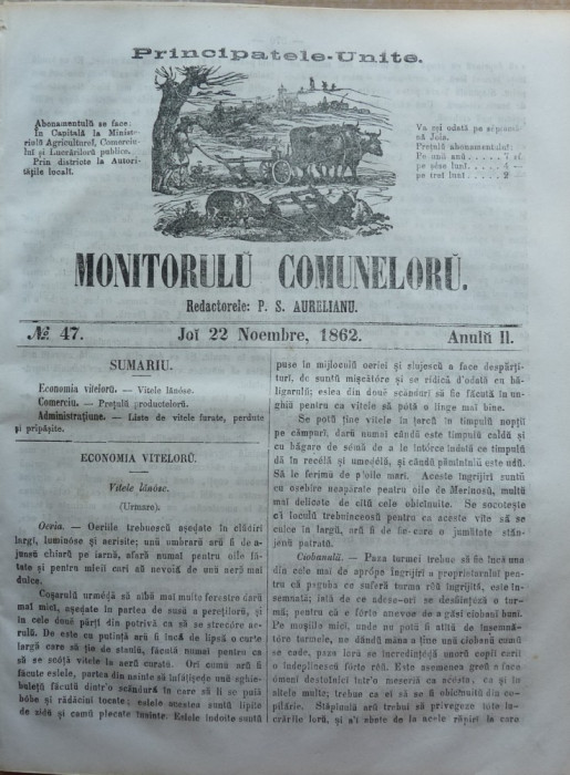 Principatele Unite , Monitorul comunelor , nr . 47 , Joi 22 Noiembrie , 1862
