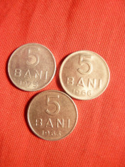 Set 3 Monede 5 Bani 1963 ,1966 ,1975 , cal.NC foto