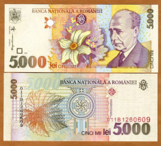 ROMANIA- 5000 LEI 1998(FILIGRAN INCLINAT)- UNC!! foto