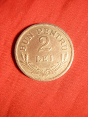 Moneda 2 Lei 1924 cu semn monetar , Ferdinand I ,metal alb foto
