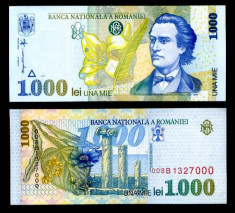 ROMANIA- 1000 LEI 1998(FILIGRAN MARE)- UNC!! foto