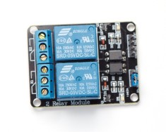 Modul cu 2 relee pt Arduino UNO, Mega, ARM, PIC, MSP 430 sau Raspberry PI. Releu comandat prin optocuplor foto