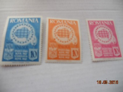 ROMANIA EXIL 1956 UNESCO EMISIUNEA A III-A DANTELATA foto
