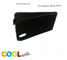 TOC / Husa piele ECO flip LG Optimus Black P970 neagra foto