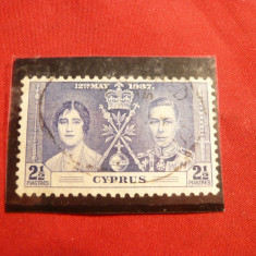 Timbru 2 1/2 Piastri 1937 Cipru ,albastru , stamp.