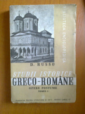 D.RUSSO - STUDII ISTORICE GRECO-ROMANE (OPERE POSTUME TOMUL I) 1939 foto