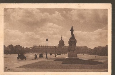 CPI (B2573) FRANTA. ESPLANADA INVALIZILOR SI STATUIA GENERALULUI GALLIENI, EDITURA MONA, CIRCULATA, 1932, STAMPILE, TIMBRU, L&amp;#039;ESPLANADE DES INVALIDES foto