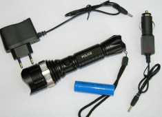 Lanterna POLICE cu led CREE Q5 Zoom Acumulator LiIon 18650 foto