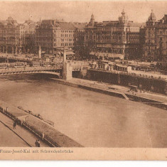 CPI (B2580) AUSTRIA. VIENA, WIEN, FRANZ-JOSEF-KAI MIT SCHWEDENBRUCKE, CIRCULATA 1922, STAMPILE