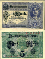GERMANIA 5 MARK 1917 UNC foto