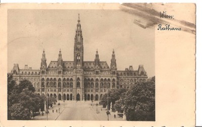 CPI (B2613) AUSTRIA. VIENA, WIEN, RATHAUS CIRCULATA 1937, STAMPILE, TIMBRU foto