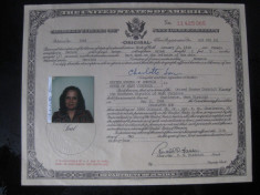 CERTIFICAT DE NATIONALITATE AMERICANA DIN 1984 foto