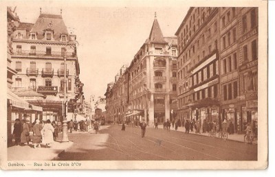 CPI (B2615) ELVETIA. GENEVA, RUE DE LA CROIX D&amp;#039;OR, EDITURA G. CAVENG, CIRCULATA 1922, STAMPILE foto