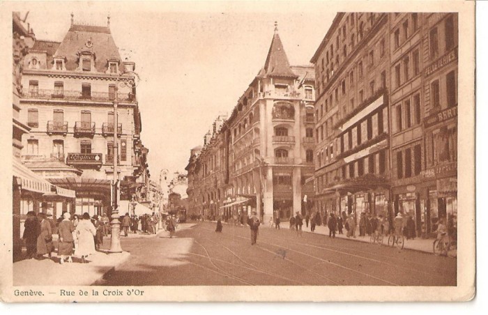 CPI (B2615) ELVETIA. GENEVA, RUE DE LA CROIX D&#039;OR, EDITURA G. CAVENG, CIRCULATA 1922, STAMPILE