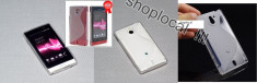 HUSA SONY XPERIA U ST25I SILICON NEGRU,ROZ SAU TRANSPARENT + FOLIE +LAVETA - ***LIVRARE GRATUITA !! foto