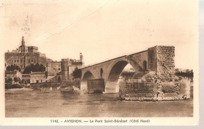 CPI (B2630) FRANTA. AVIGNON, PODUL SAINT-BENEZET, EDITURA &quot; LA CIGAGNE &quot;, CIRCULATA 1947, STAMPILE, TIMBRU