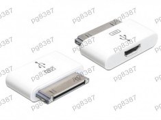Adaptor compatibil IPhone/Ipad, 30 pini tata, la micro USB mama-129673 foto