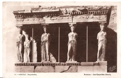 CPI (B2670) GRECIA. LES CARYATIDES, CARIATIDELE, DETALIU, EDITURA DELTA, CIRCULATA 1934, STAMPILE foto