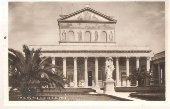 CPI (B2652) ITALIA. ROMA , BASILICA DI S. PAOLO, EDITURA BUNNAR, CIRCULATA 1934, STAMPILE, TIMBRU, STAMPILA SPECIALA,