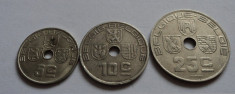 G. 5, 10, 25 centimes 1939 Belgia foto