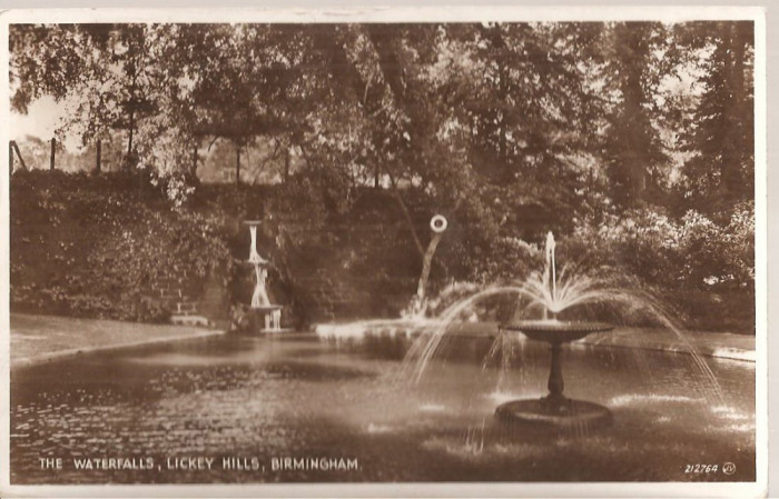 CPI (B2641) ANGLIA. BIRMINGHAM, THE WATER FALLS, LICKEY HILLS, CIRCULATA 1938, STAMPILE