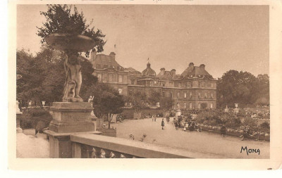 CPI (B2628) FRANTA. PARIS, PALATUL LUXEMBURG, LUXEMBOURG, CIRCULATA 1929, STAMPILE, TIMBRU foto