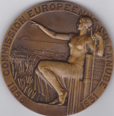 Medalie bronz diam 72 mm Commission Europeenne du Danube 1856-1931 foto