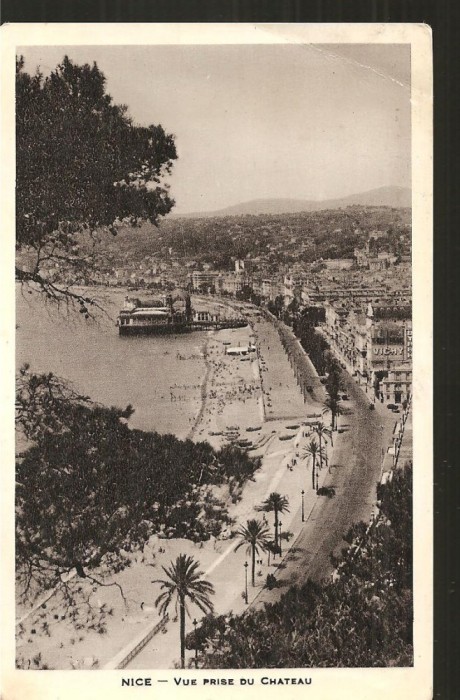 CPI (B2686) FRANTA. NICE, VUE PRISE DU CHATEAU, CIRCULATA 1938, STAMPILE, TIMBRU