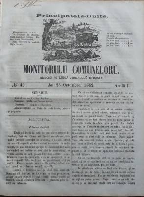 Principatele Unite , Monitorul comunelor , nr . 43 , Joi 25 Octombrie , 1862 foto