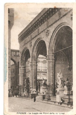 CPI (B2689) ITALIA. FLORENTA, FIRENZE - LA LOGGIA DEL PRIERI DETTA DEL LANZI, CIRCULATA 1929, STAMPILA, TIMBRU foto