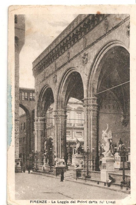 CPI (B2689) ITALIA. FLORENTA, FIRENZE - LA LOGGIA DEL PRIERI DETTA DEL LANZI, CIRCULATA 1929, STAMPILA, TIMBRU