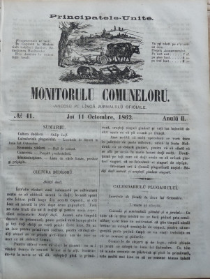 Principatele Unite , Monitorul comunelor , nr . 41 , Joi 11 Octombrie , 1862 foto