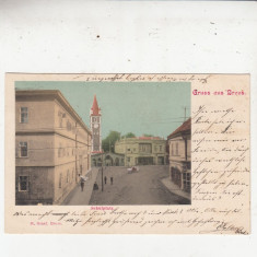 B73003 Romania broos orastie Piata centrala 1900 Bross Schulplatz 2 scans