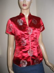 Camasa etno , costum traditional chinezesc , bluza tip chimono , masura 38 foto