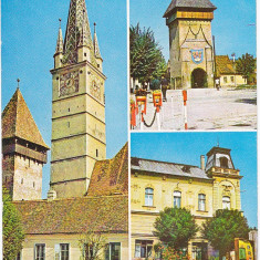 CP circulata 1980,Medias,colaj,turnul cu ceas,poarta cetatii,muzeul