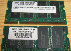 Memorie RAM laptop SODIMM DDR333 256MB 16MX16 2.5V EP / U30256AAEPI652A / KN2560900243100F0BM000 / PC2700 ELPIDA 1x256MB DDR1 - o bucata / foto reale foto