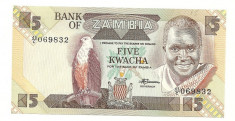 ZAMBIA BANCNOTA 5 KWACHA foto