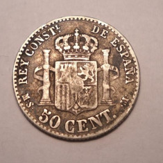 Spania 50 centimos 1880 Argint