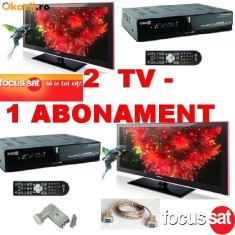 FOCUS SAT pentru 2 TV-KIT RECEPTOARE PENTRU 2 TELEVIZOARE/programe diferite+CARD FOCUS 3 LUNI INCLUSE foto