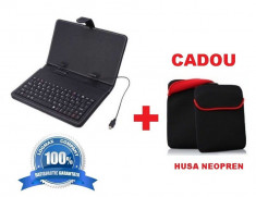 ***CADOU HUSA NEOPREN*** + HUSA TABLETA 7&amp;quot; INCH CU TASTATURA CABLU MICRO USB CALITATE PREMIUM PIELE ECOLOGICA foto