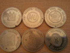 Lot 6 medalii Germania, circulate, 100 roni lotul, taxe postale zero roni: Lippendorf, Unterwellenborn, Branderburg, W. Florin, Berlin, Rothenburg
