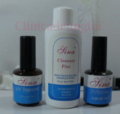 Oferta Primer Sina+Degresant Cleanser Sina +Finish Sina Top Coat uv gel nelipsit din orice kit unghii false, foto