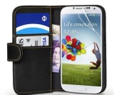 Husa Samsung Galaxy S4 I9500 i9501 I9505 I9508 + folie + stylus, Negru, Cu clapeta